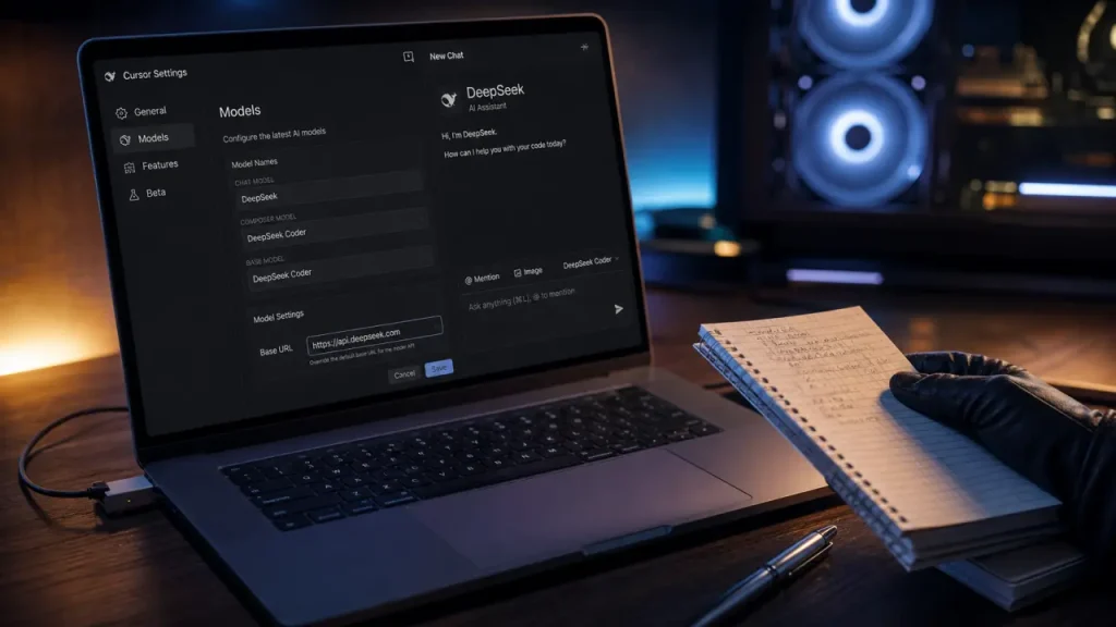 cursor with deepseek : chat fonctionne, composer et tab limités