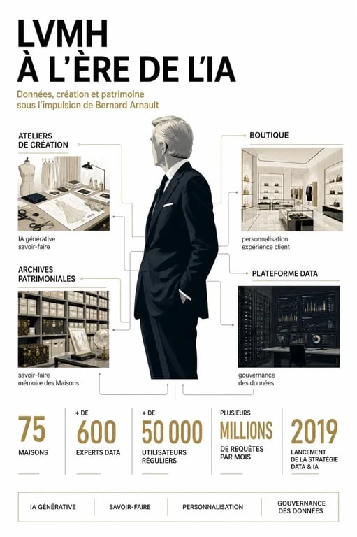 Bernard Arnault intelligence artificielle chez LVMH avec chiffres clés et usages de l’IA