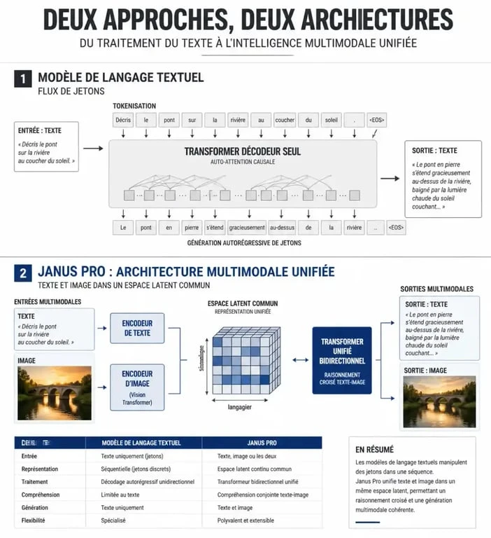 Schéma explicatif de l'architecture de Janus Pro pour savoir si DeepSeek peut générer des images