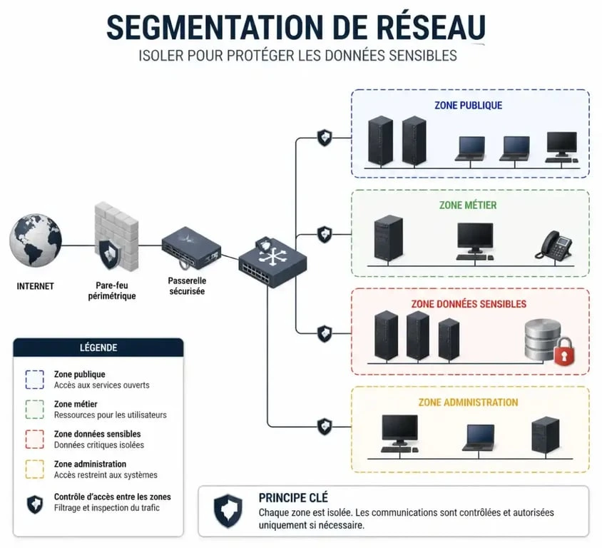 Schéma de segmentation réseau pour une checklist de sécurité des données