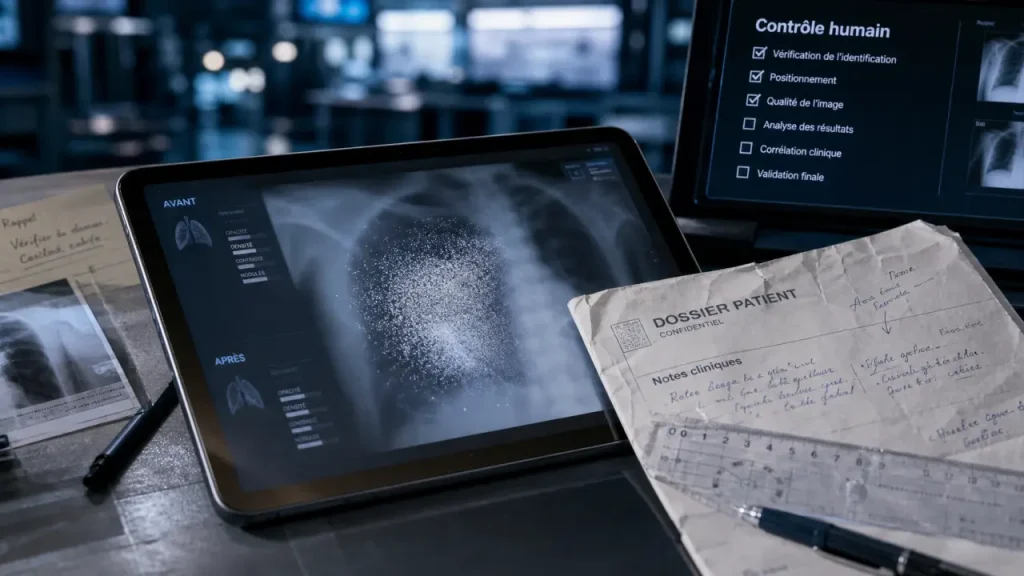 Intelligence artificielle santé à l’hôpital : contrôle humain sur tablette médicale