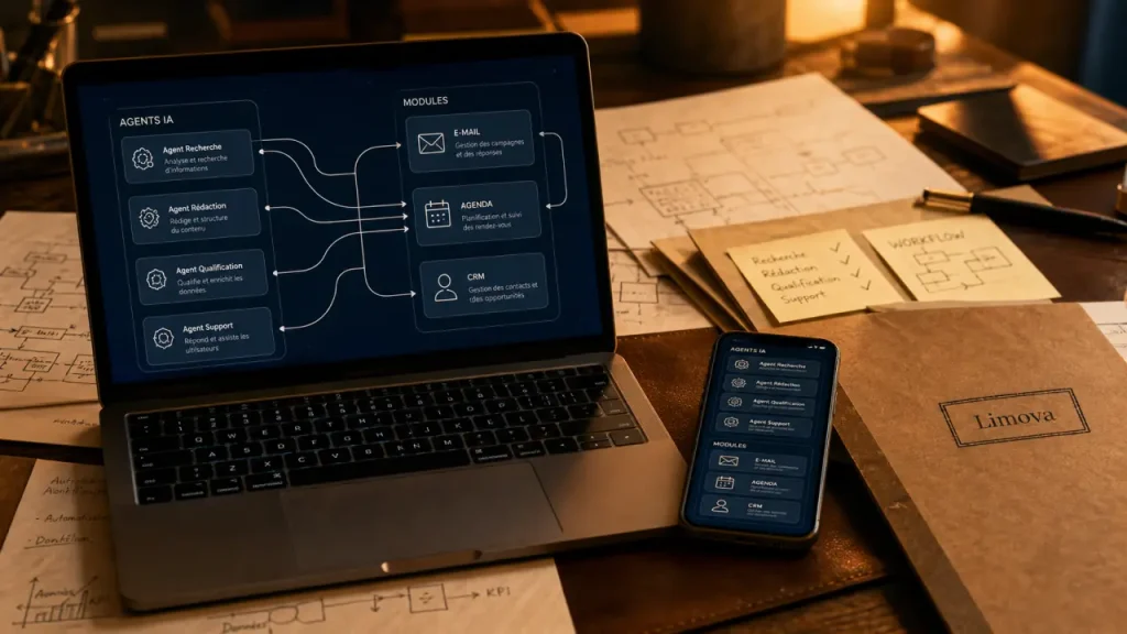 Limova intelligence artificielle : agents IA connectés à Gmail et CRM