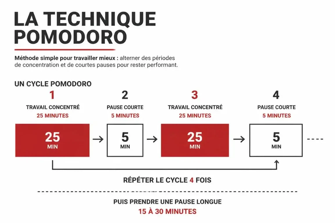 Technique Pomodoro pour augmenter la productivité avec des cycles de travail concentré