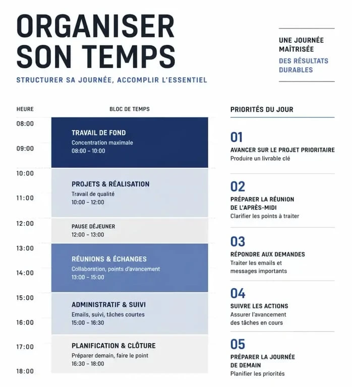 Application productivité pour planifier les priorités du jour dans un agenda