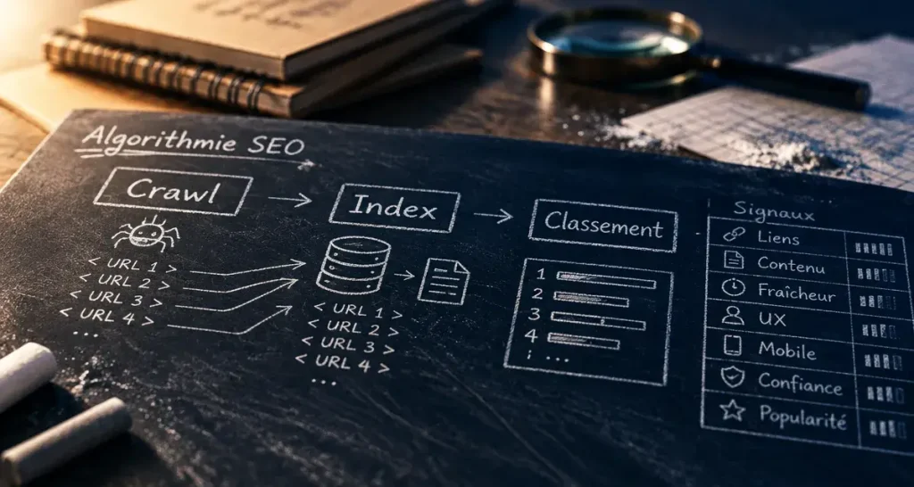 Formation algorithmie des moteurs de recherche en ligne : crawl, index, classement