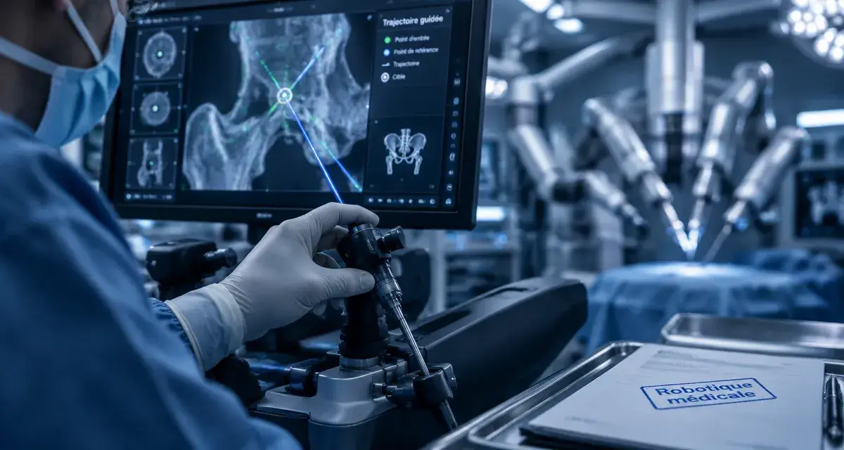 Robotique medicale : chirurgie assistée par robot en salle opératoire
